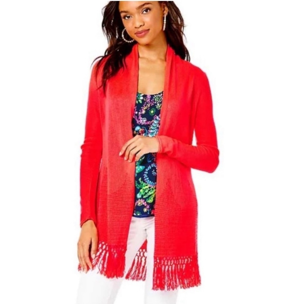 New! Lilly pulitzer XXL coral tatum cardigan .